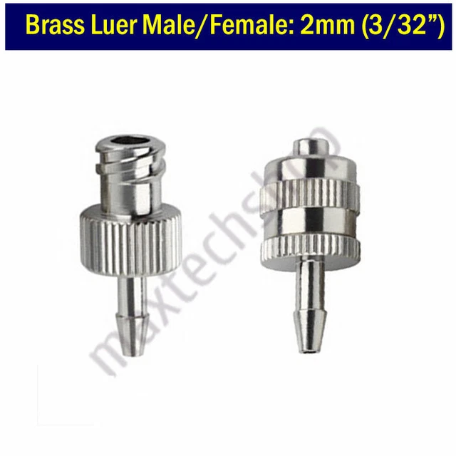 LUER LOCK FITTING Male Female 3/32" in 2mm Hose Barb Adapter Connector