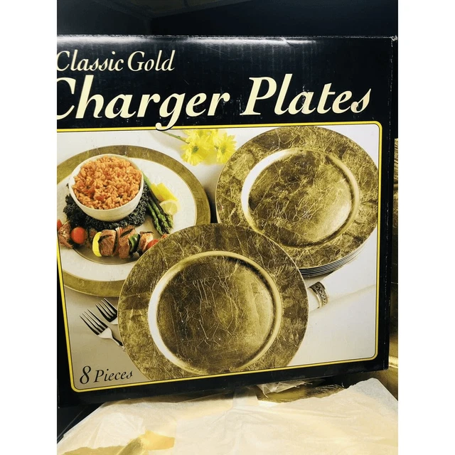 Gold Charger Plates 13" plastic,  8pc