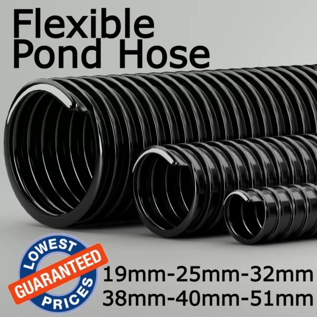Black Corrugated Flexible Pond Hose Fish Garden Filter Pump  Flexi Pipe