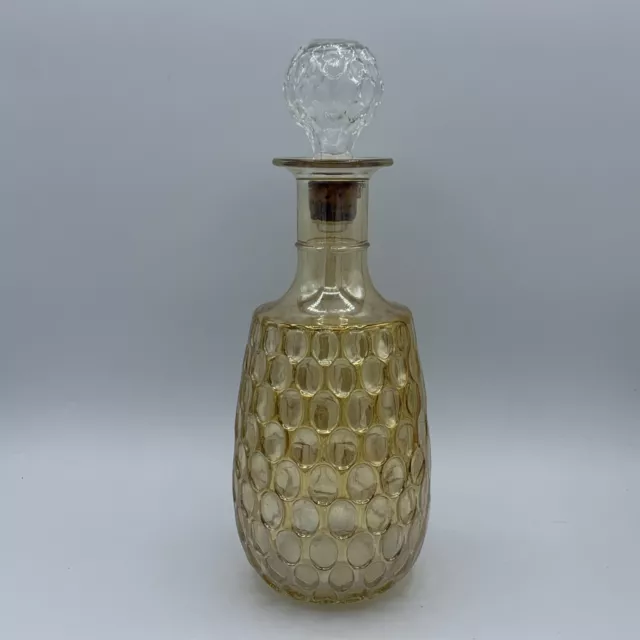 Old Forester Gold Iridescent Carnival Glass Thumbprint Liquor Decanter MCM 2