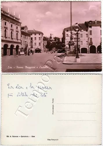 Cartolina di Este, piazza e castello - Padova