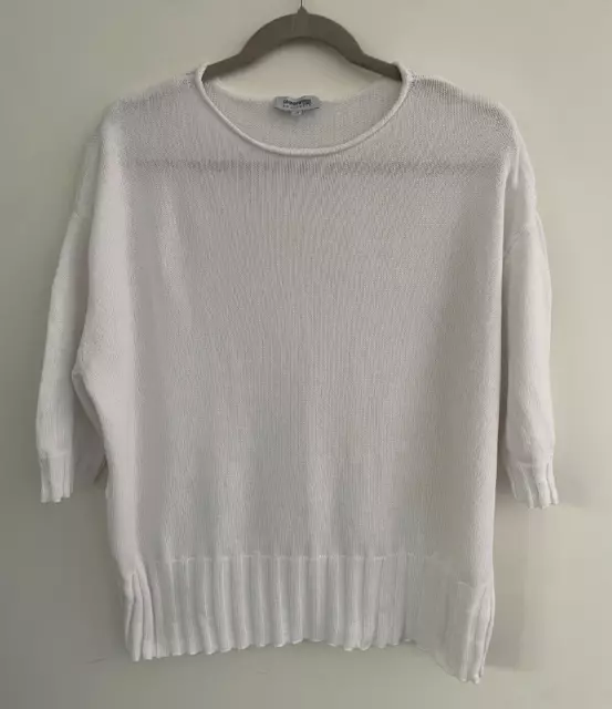 Goondiwindi Australia Women's Cotton Knit Jumper Size 14 White 3/4 Sleeve