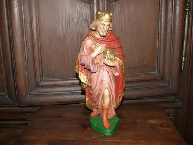 alte  Krippenfigur 30er Gips Kirchenkrippe aus Serie AP König mit Krone