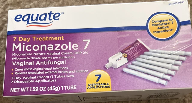 Crema vaginal Equate Miconazol 7 con aplicadores desechables, 1,59 oz..+