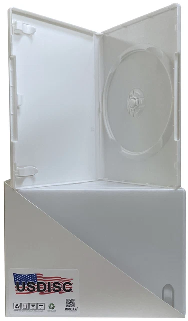 25 USDISC DVD Cases Standard 14mm Premium, Single 1 Disc (White)