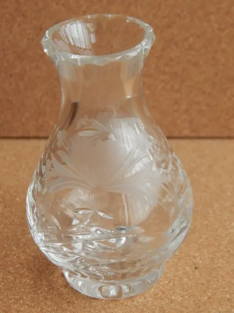 Royal Brierley Honeysuckle Vase Small Posy Vase 10cm Crystal Cut Glass