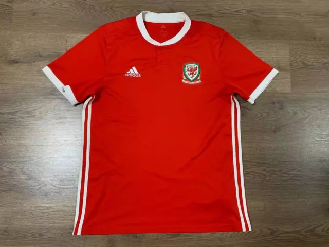 Wales National Team 2018/2020 Home Football Shirt Jersey Size L [Bp9982] Adidas