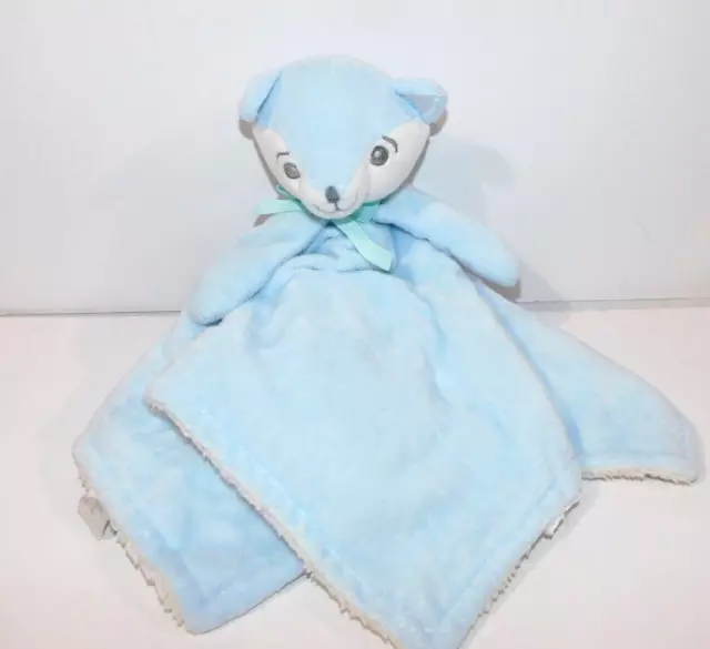 Piccolo Bambino Blue White Fox Bear Baby Security Blanket Lovey Nunu Sherpa