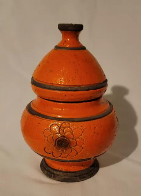 ALDO LONDI BITOSSI ITALY Bright Orange Lidded Pottery Vase Rosenthal ...