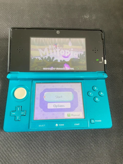 Nintendo 3DS Aqua Blue Sistema palmare + Miitopia con caricabatterie ufficiale 2