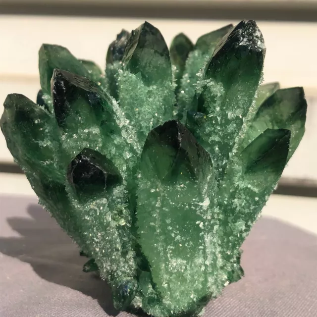 214g   New Find Green Phantom Quartz Crystal Cluster Mineral Specimen Healing