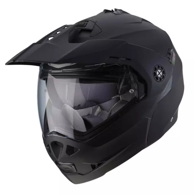 Caberg Tourmax Plain Flip Up Adventure Motorcycle Helmet Dual Sport Black White