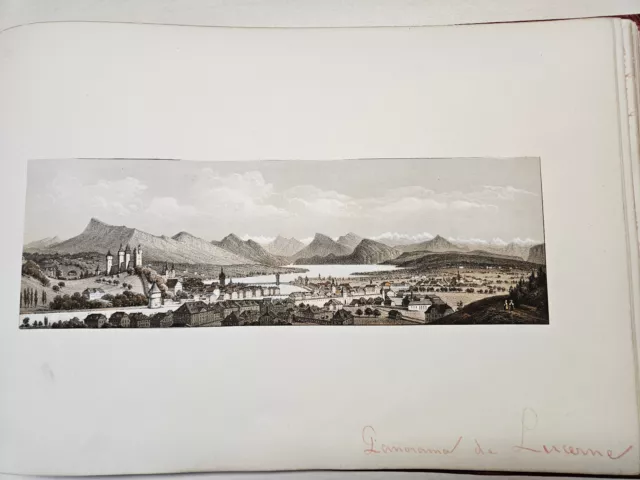 panorama lucerna lucerne litografia colori Gabriel Loppe - Becherat 1855-1860