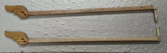 Antique Gold Ornate Victorian Swing Arm Metal Curtain Rods Primitive Decor Prop