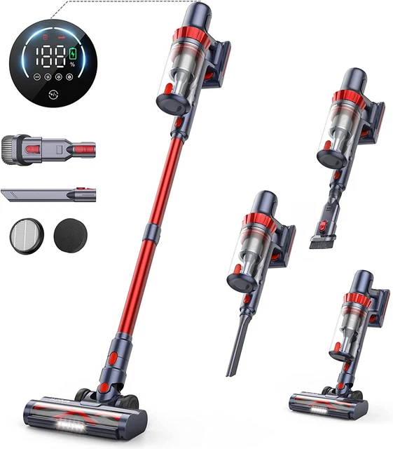Aspirapolvere Senza Fili 450W/33Kpa, Scopa Elettrica Senza Fili Potente Con Touc