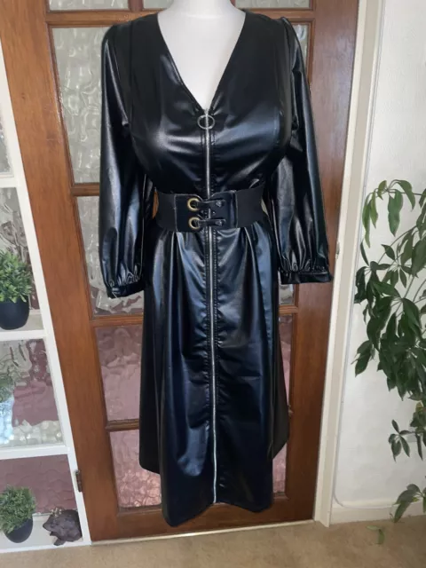 Striking Mistress Fetish Shiny PU Zip Up  Dress Size 20,22 Bust 50 ins