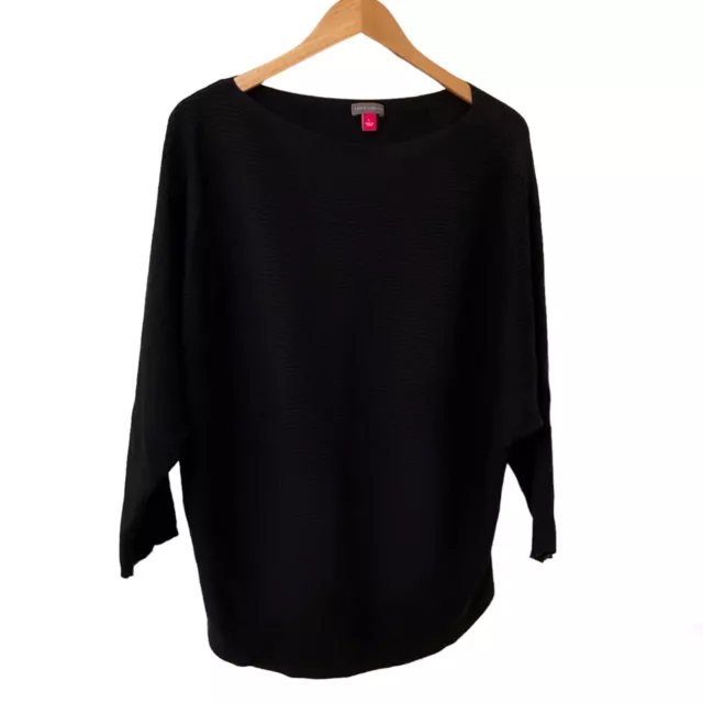 Vince Camuto Women’s Black Knit Dolman Ribbed Boatneck Pullover Sweater, Size L