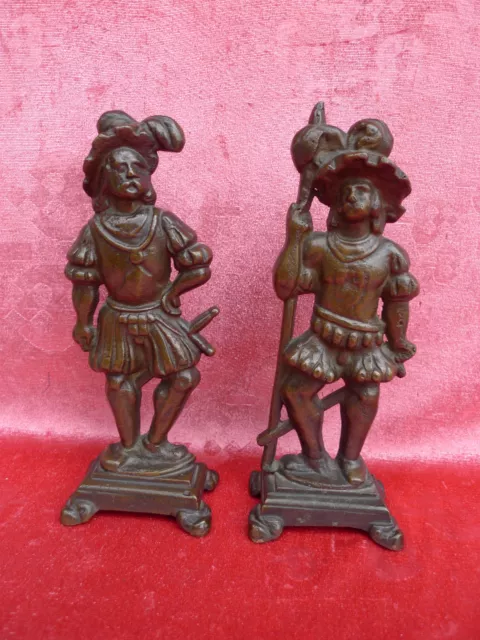 2 Hermosa, vieja Figuras Bronce __ Suizo Garde __ Je. 23cm