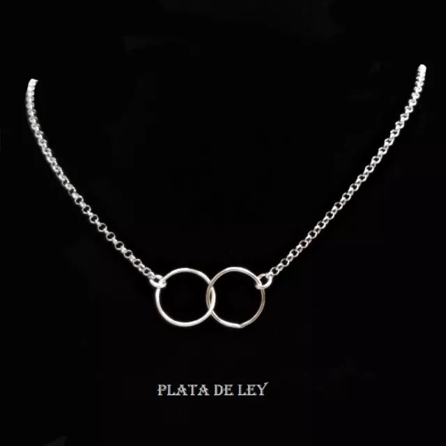 COLLAR CÍRCULOS DEL AMOR Y VIDA PLATA de ley 925  Longitud 43 cm. Nuevo