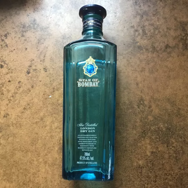 Empty Star of Bombay Empty Gin Bottle 70cl Craft Upcycling Blue