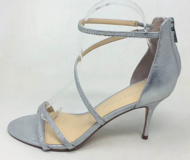 Ivanka Trump Womens IT Genese Strappy Dress Sandals Silver Suede Size 7.5 M US