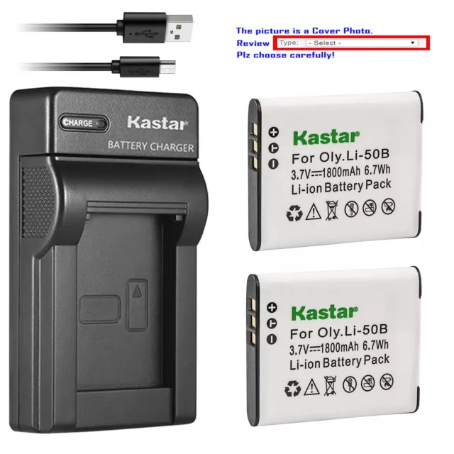 Kastar Battery Slim USB Charger for Pentax D-Li92 DLi92 Pentax Optio WG-60 WG-70