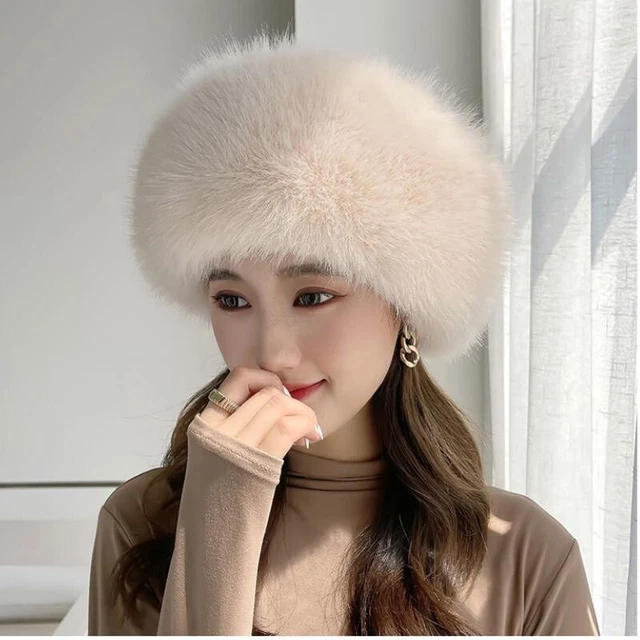 Femmes Fausse Fourrure Cosaque Bonnet Hiver Thermique Ouchanka Ski Russe Chaud