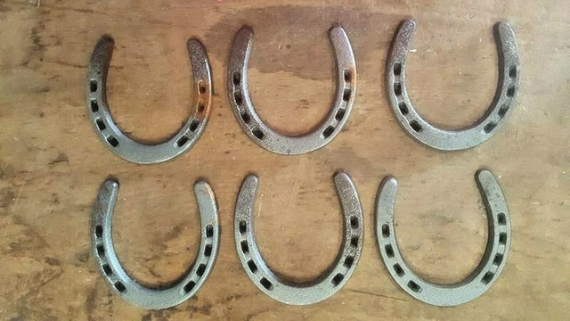 6 Large Lucky Horse Shoe Rustic Cast Iron 4 1/2" (Set of 6) Decorative Farmhouse
