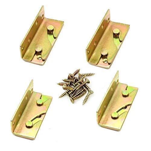 4Sets Bed Rail Brackets Heavy Duty No-Mortise Bed Rail Fittings Wooden Bed Frame