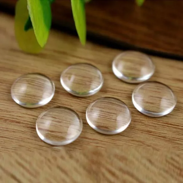 50pcs/lot 12mm Round Flat Back Clear Glass Cabochon High Quality R1S52569