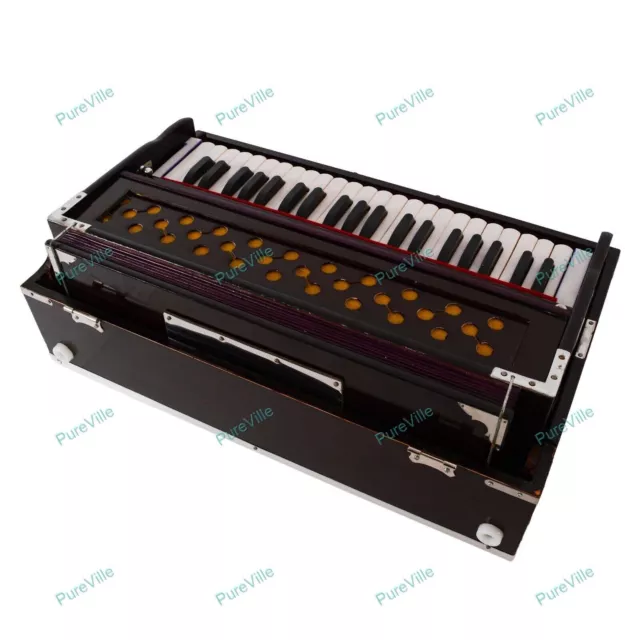 Handmade Portable 3.5 Octave 9 Stopper Lying Style Harmonium Baja With Bag