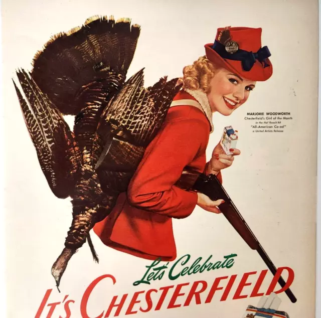 Turkey Hunter Chesterfield Vintage 1941 Smoking Cigarette Ad Magazine Print