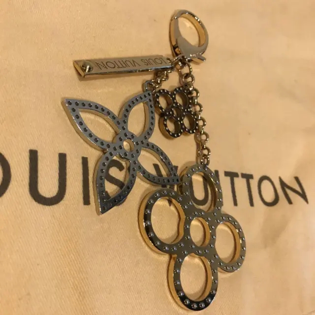 Louis Vuitton Authentic Metal FLEUR DE MONOGRAM Bag Charm Key Chain Auth LV