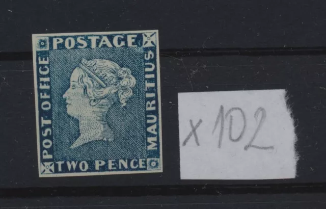 FORGERY of Mauritius 1847 Post Office , 2p blue , engraved forgery , X102