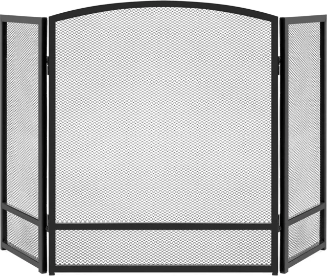 47.5X29.25In 3-Panel Simple Steel Mesh Fireplace Screen, Fire Spark Guard Grate