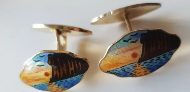 HC OSTREM ENAMEL STERLING 925s SILVER  CUFFLINKS OXO NORWAY