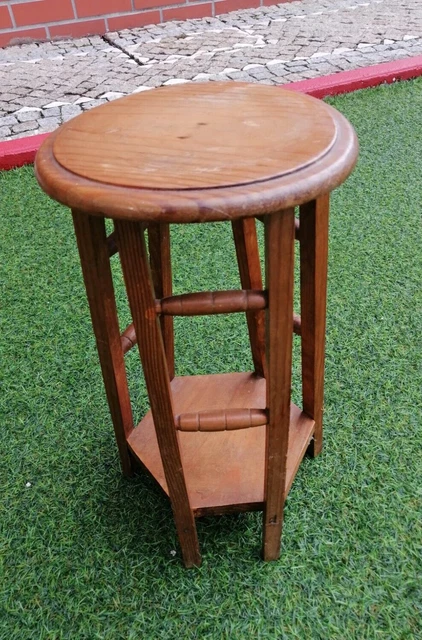 Vintage handmade column display Stand, wooden Cachepot for vases/plants 16" tall