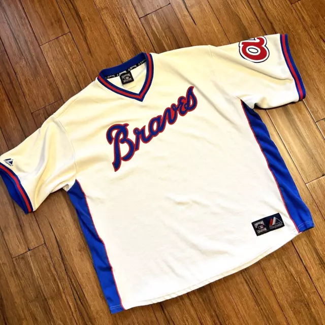 Vintage Atlanta Braves Jersey Mens XXL Home White Retro Throwback Majestic Vintage Atlanta Braves Jersey Mens XXL Home White Retro Throwback Majestic