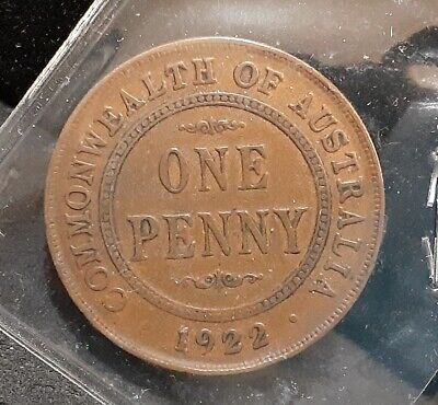 1922 Australia One Penny - Vf+ - Ap2