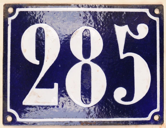 Large old French house number 285 door gate plate plaque enamel steel metal sign