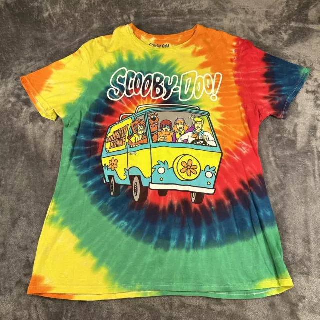 Scooby Doo Shirt Mens Large Tie Dye Short Sleeve Colorful Graphic Tee T-Shirt