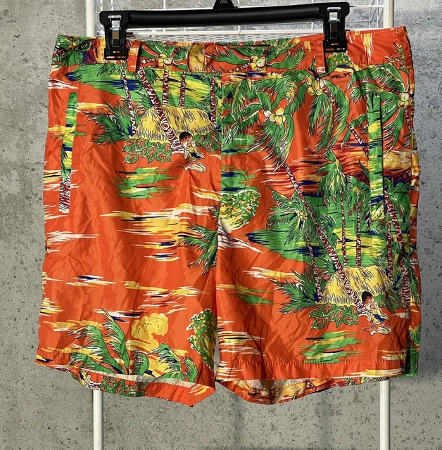 Rlx Ralph Lauren Men's Hawaiian Print Aloha Shorts Trunks Bathing Suit Sz L