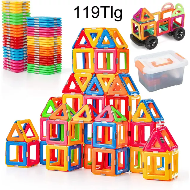 119stk Magnetische Bausteine Magnetspielzeug Magnetspiele für Kinder Geschenk