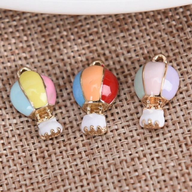 10 Stück plattierte Emaille Legierung Heißluftballon Charms Anhänger DIY Sc L CR 2