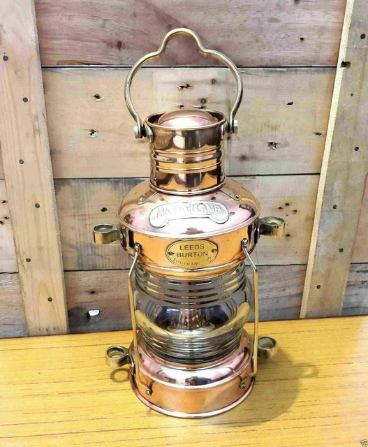 14 " Messing & Kupfer Anker Öl Lampe Antik Maritime Schiff Laterne Boot Licht