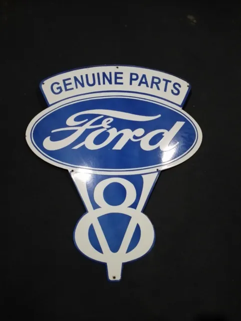 Porcelain Ford V8 Parts Enamel Metal Sign Size 38.5" x 33" Inches