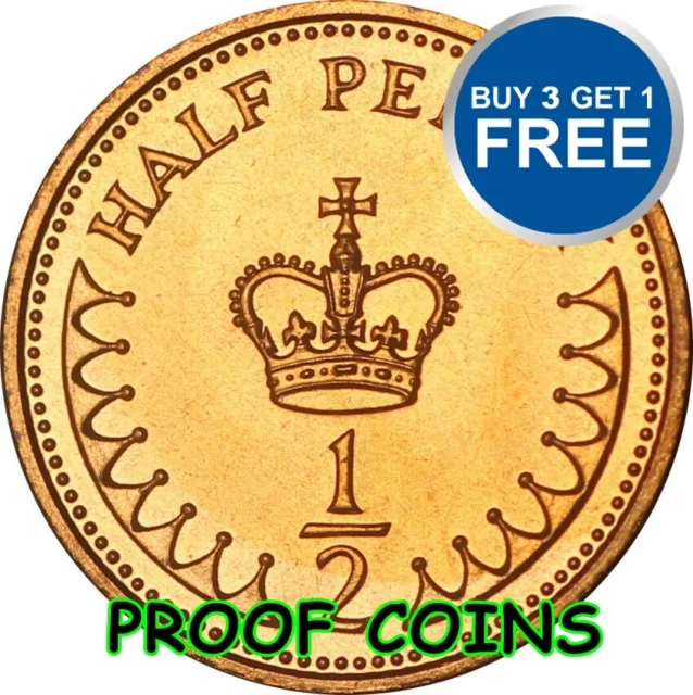 PROOF ENGLISH DECIMAL HALF PENNIES 1/2ps OLD COINS 1971 TO 1984