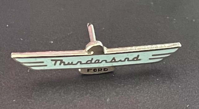 Vintage 1950s Ford Thunderbird Logo Silver Metal Pin