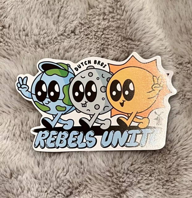DUTCH BROS APRIL 2024 REBELS UNITE Sticker Drop Earth, Moon, Sun