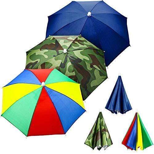 3 Pieces Rainbow Umbrella Hats Camouflage Fishing Cap Beach Umbrella H...